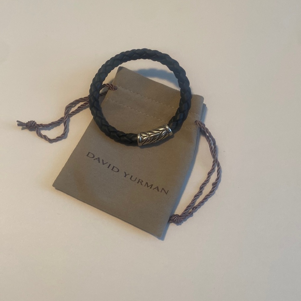David Yurman navy blue leather bracelet